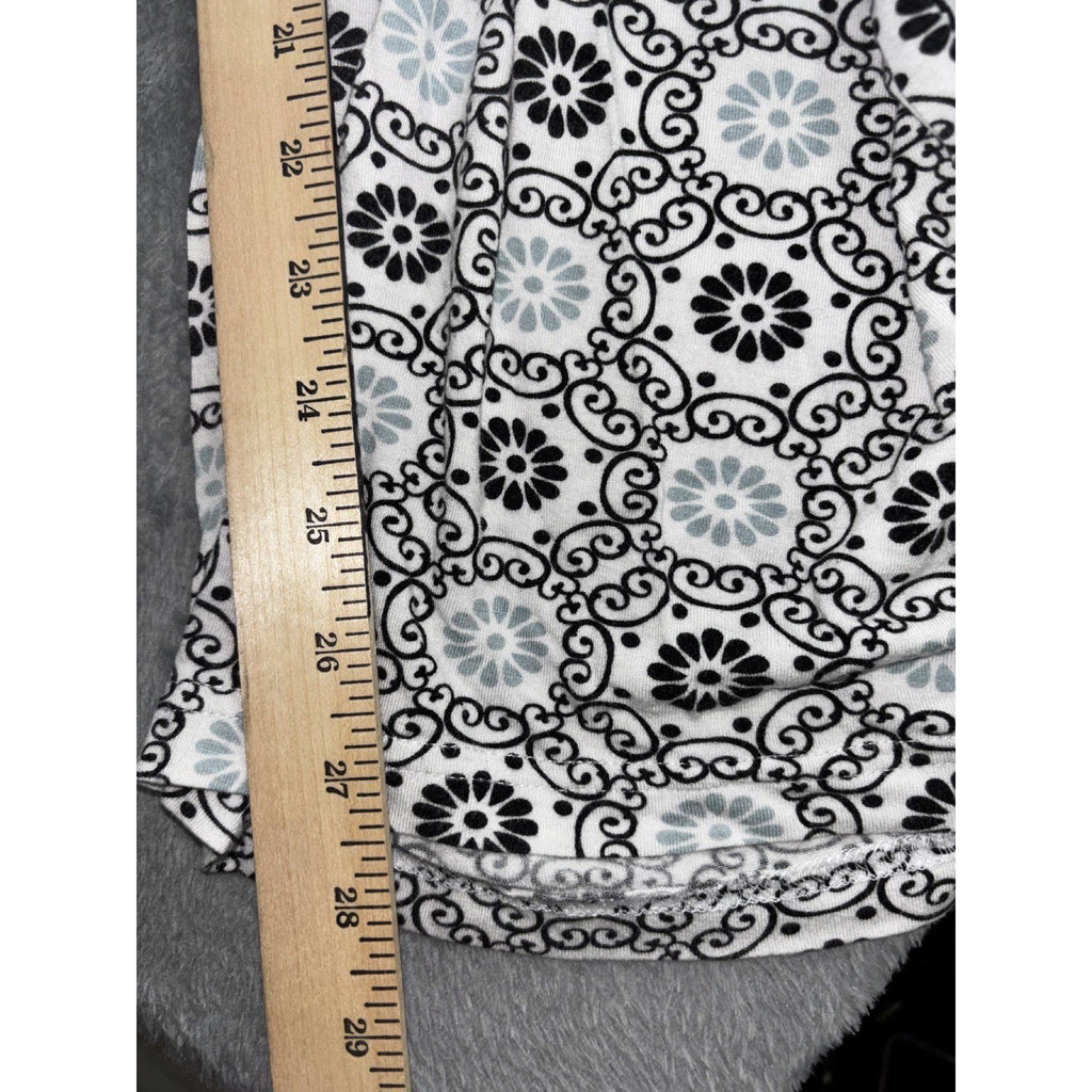 Kathy Ireland Womens L Black White Medallion Print Sleepwear Pants Cozy