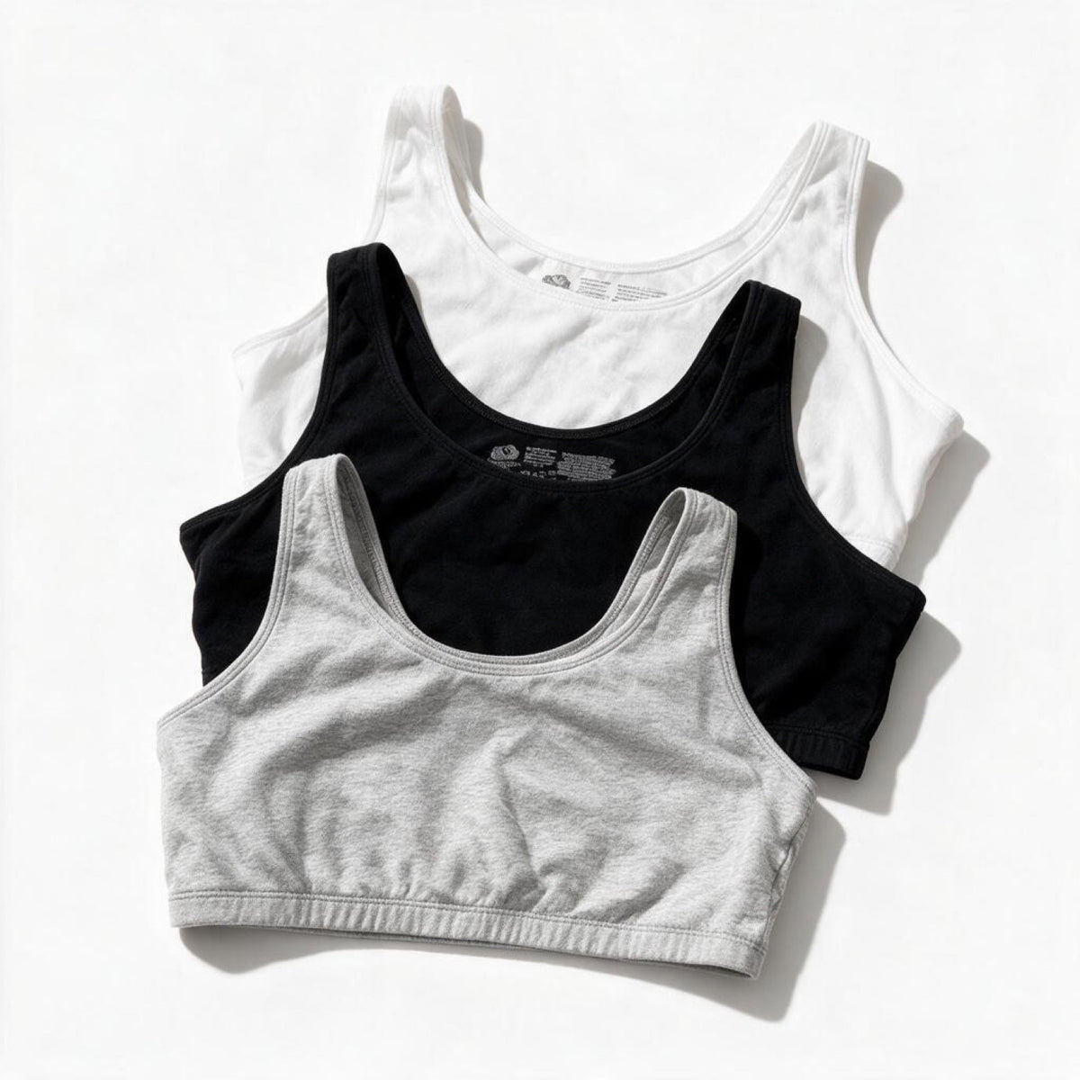 Fruit of the Loom Womens 38 3 Piece Sports Bra Bundle White Black Gray