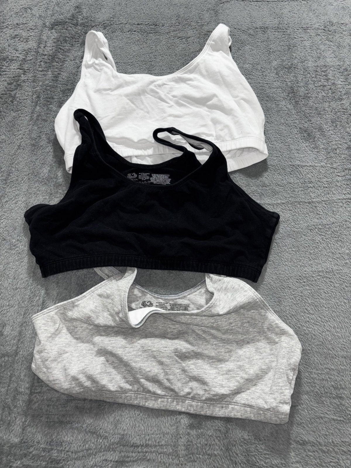 Fruit of the Loom Womens 38 3 Piece Sports Bra Bundle White Black Gray