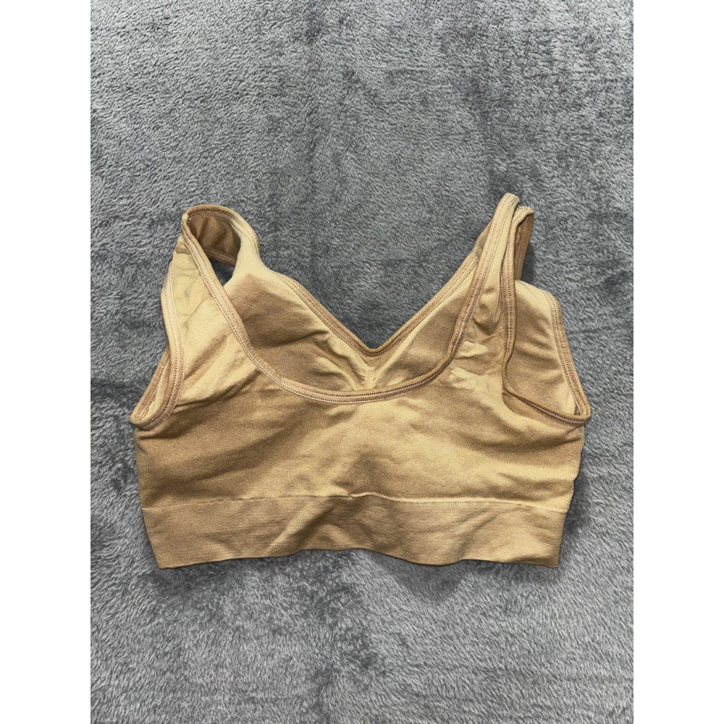 Genie Bra Womens M Tan Seamless Sports Bra Comfort Wirefree Casual