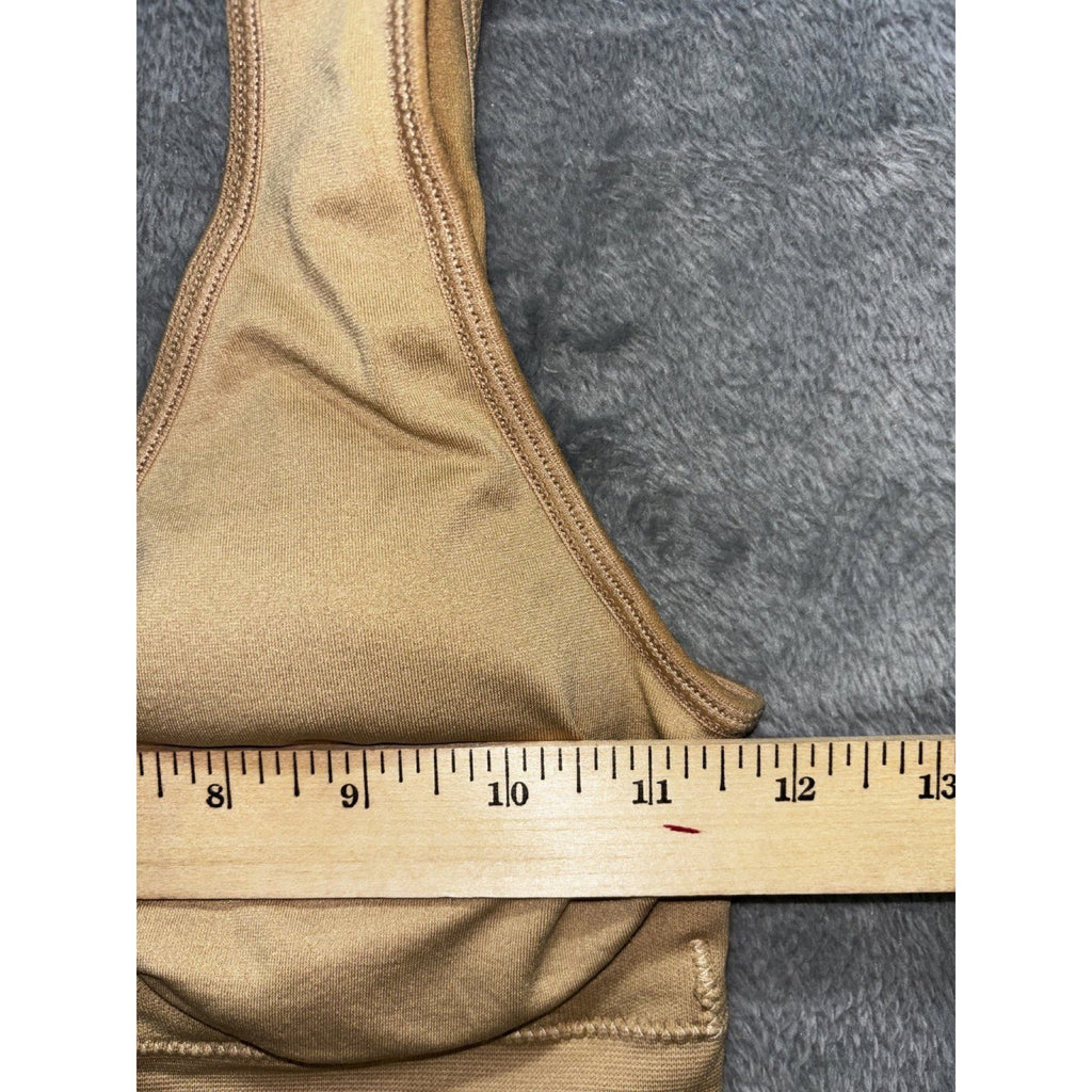 Genie Bra Womens M Tan Seamless Sports Bra Comfort Wirefree Casual