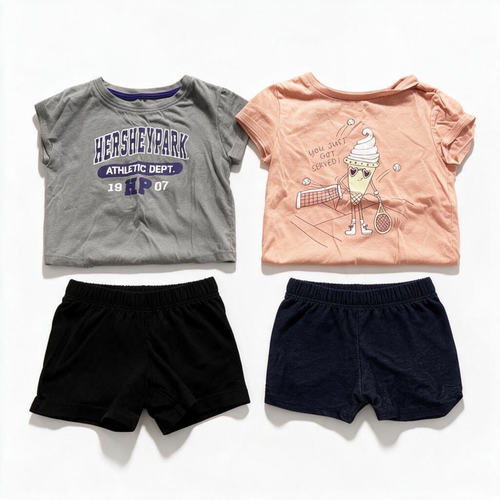 Carter's Girls Sizes 4T to S 4 Piece Bundle Tees Shorts Colosseum Wonder Nation