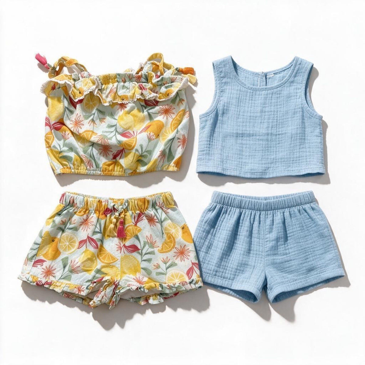 C&C California Kids Girls 4 Piece Bundle Sizes S (5/6) and 5 Top Shorts Sets