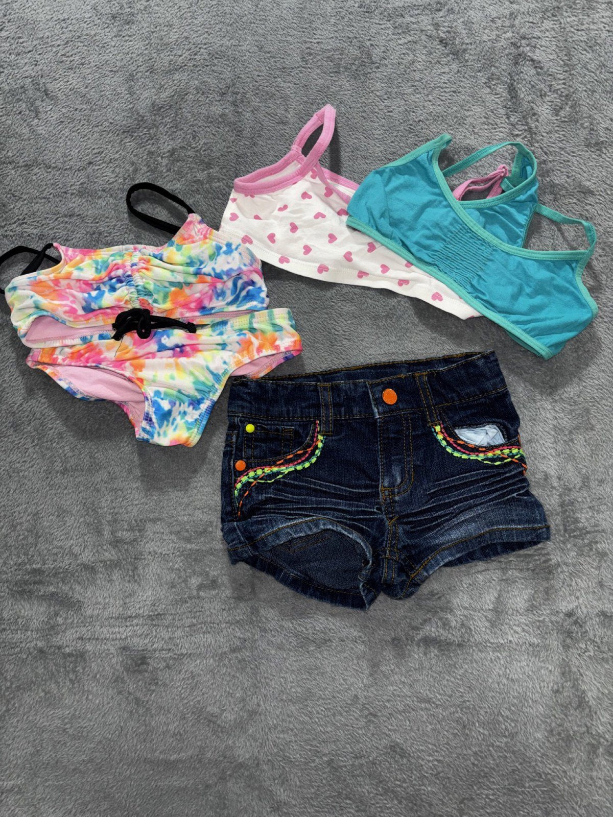 Sonoma Girls Sizes 3T to S 5 Piece Bundle Denim Shorts Swimsuit Bralettes Mudd