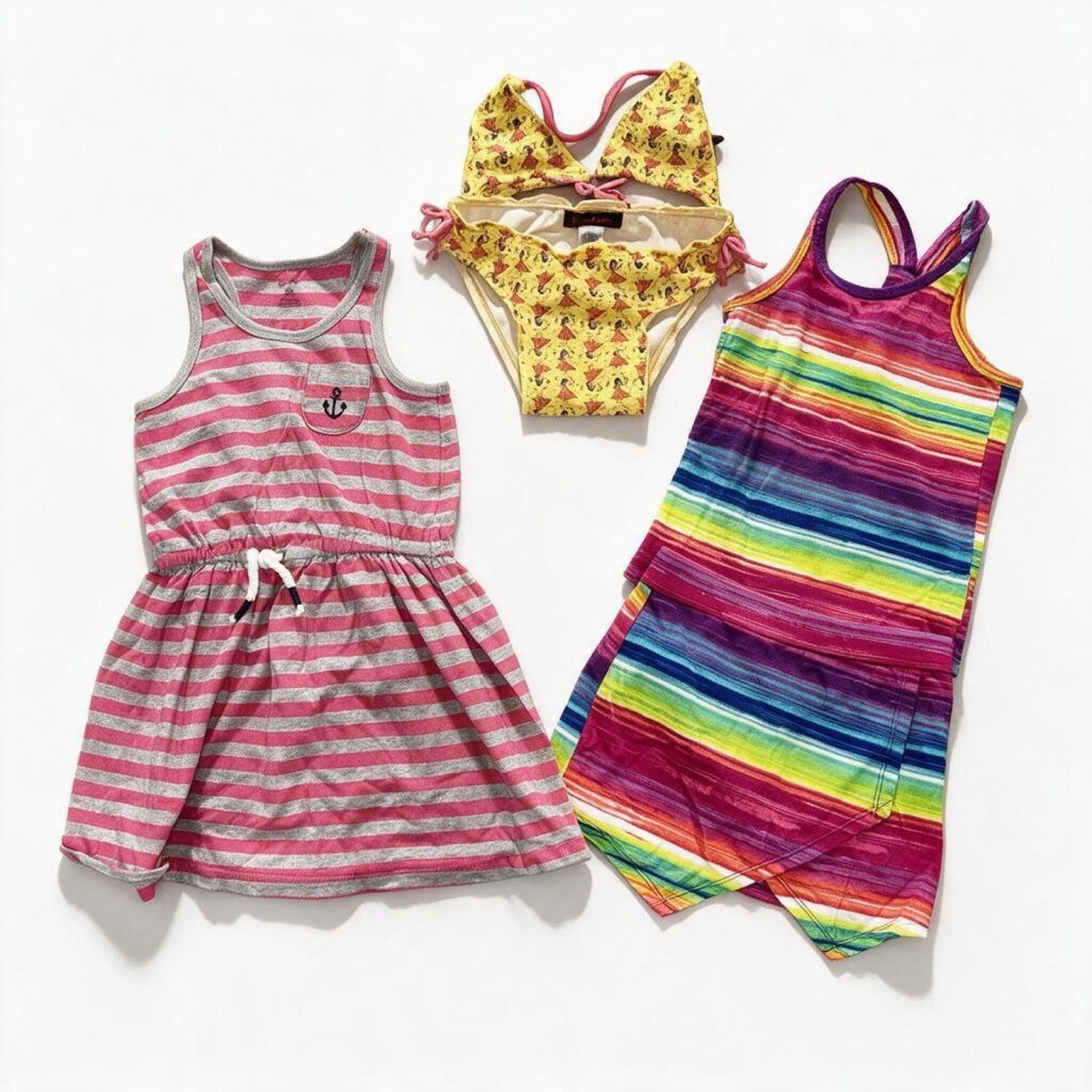 Carter's Girls Sizes 5T to 5/6 5 Piece Bundle Dress Swimsuit Tank Skort Old Navy