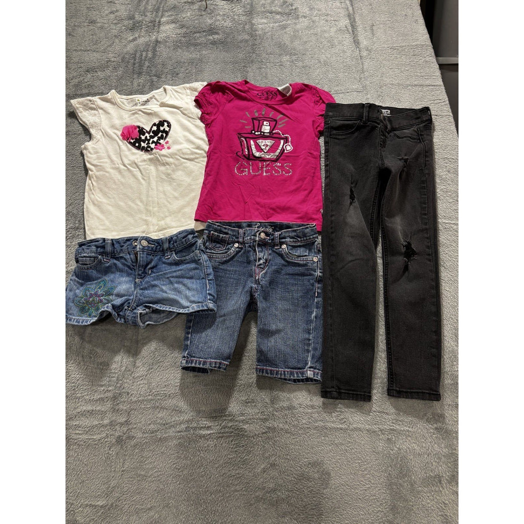 Guess Girls 5 to 6X 5 Piece Bundle Levi's Old Navy Wonder Nation Jumping Beans