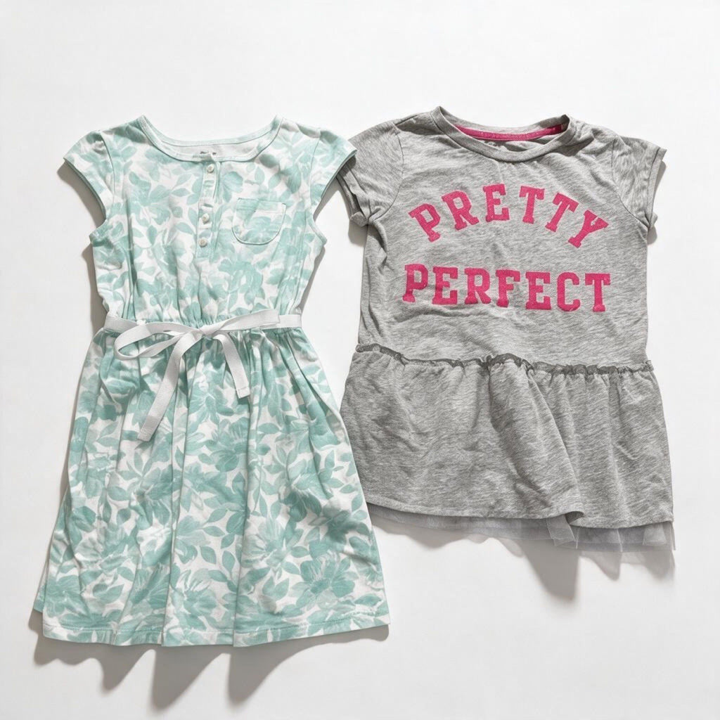 Carter's Girls Size 6 2 Piece Dress Bundle Gray Pretty Perfect Mint Floral