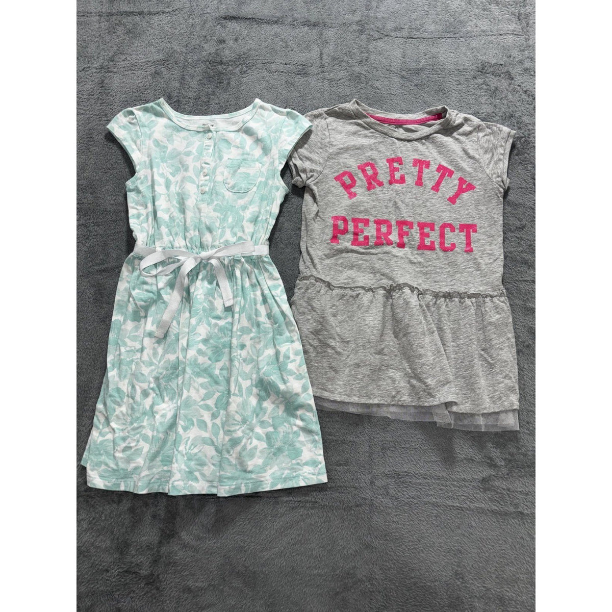 Carter's Girls Size 6 2 Piece Dress Bundle Gray Pretty Perfect Mint Floral