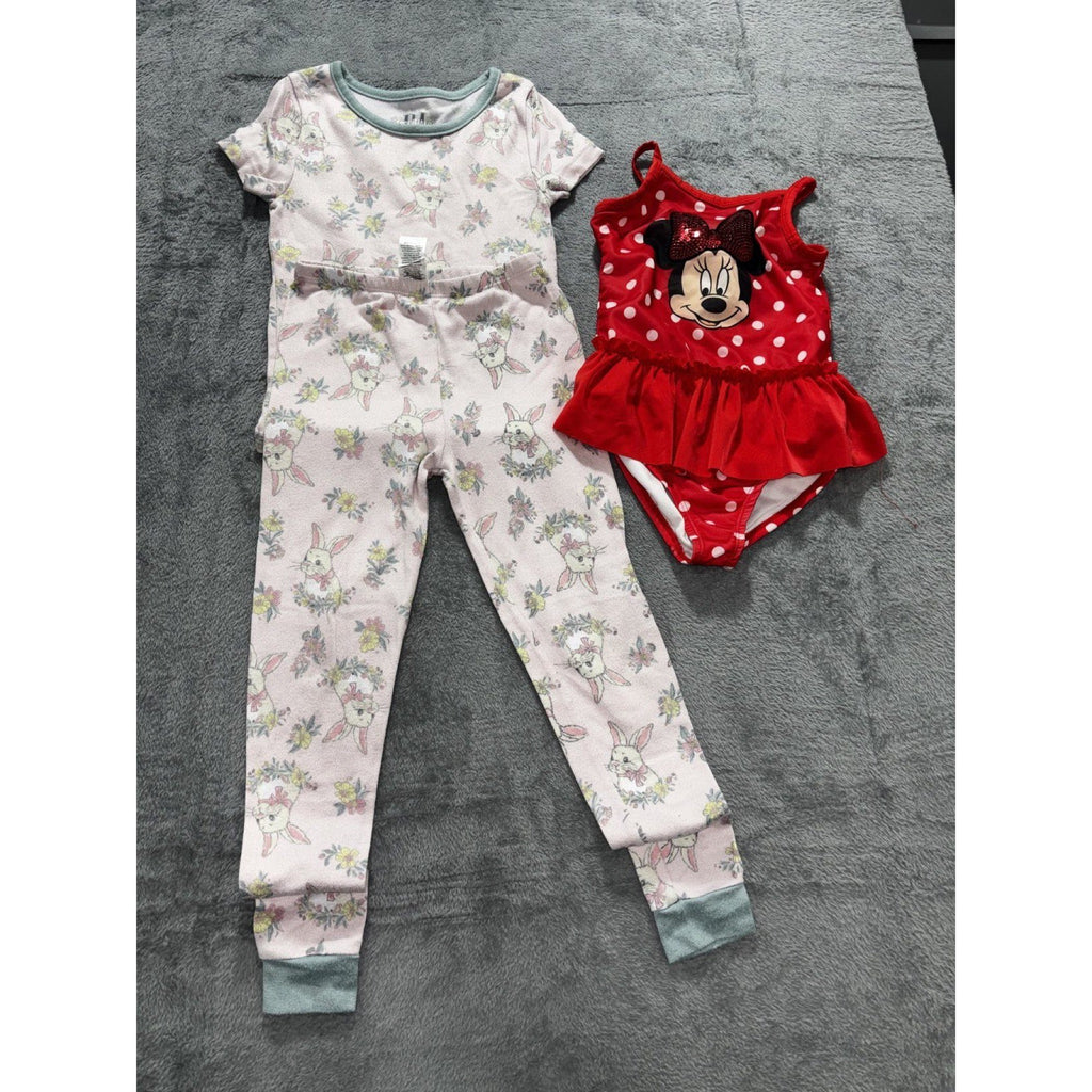 Disney Junior Minnie Girls Sizes 6 and S 3 Piece Bundle Swimsuit PJ Essentials