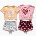 Wonder Nation Girls Sizes 6 to 6X 4 Piece Outfit Bundle Carter's Tees Shorts
