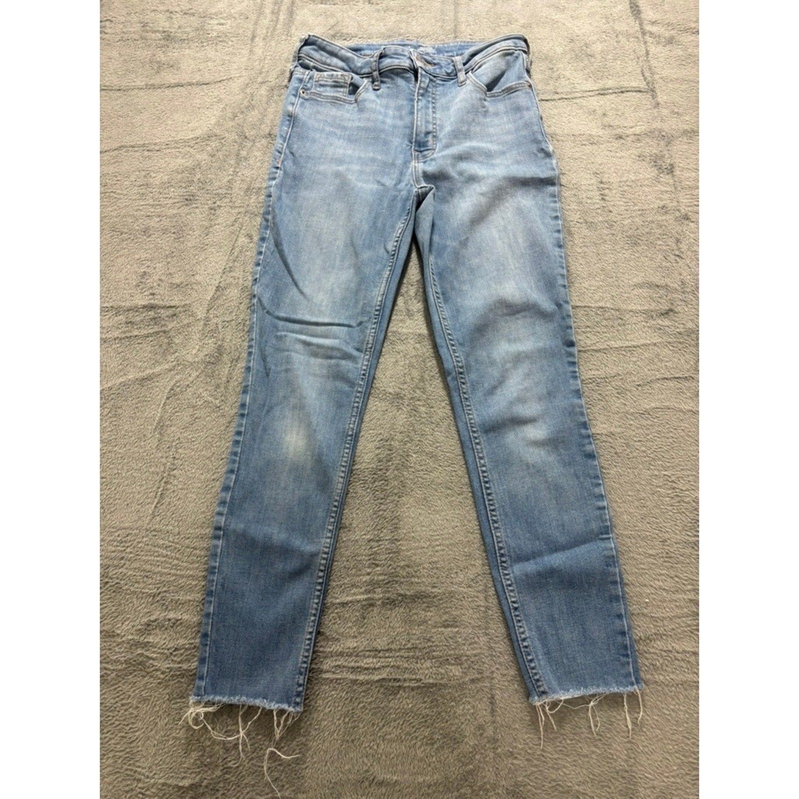 Old Navy Rockstar Super Skinny High Rise Blue Jeans Raw Hem Womens 6 Medium Wash