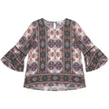 Fourteenth Place Boho Medallion Print Blouse Women's Medium Top Shirt Hippie