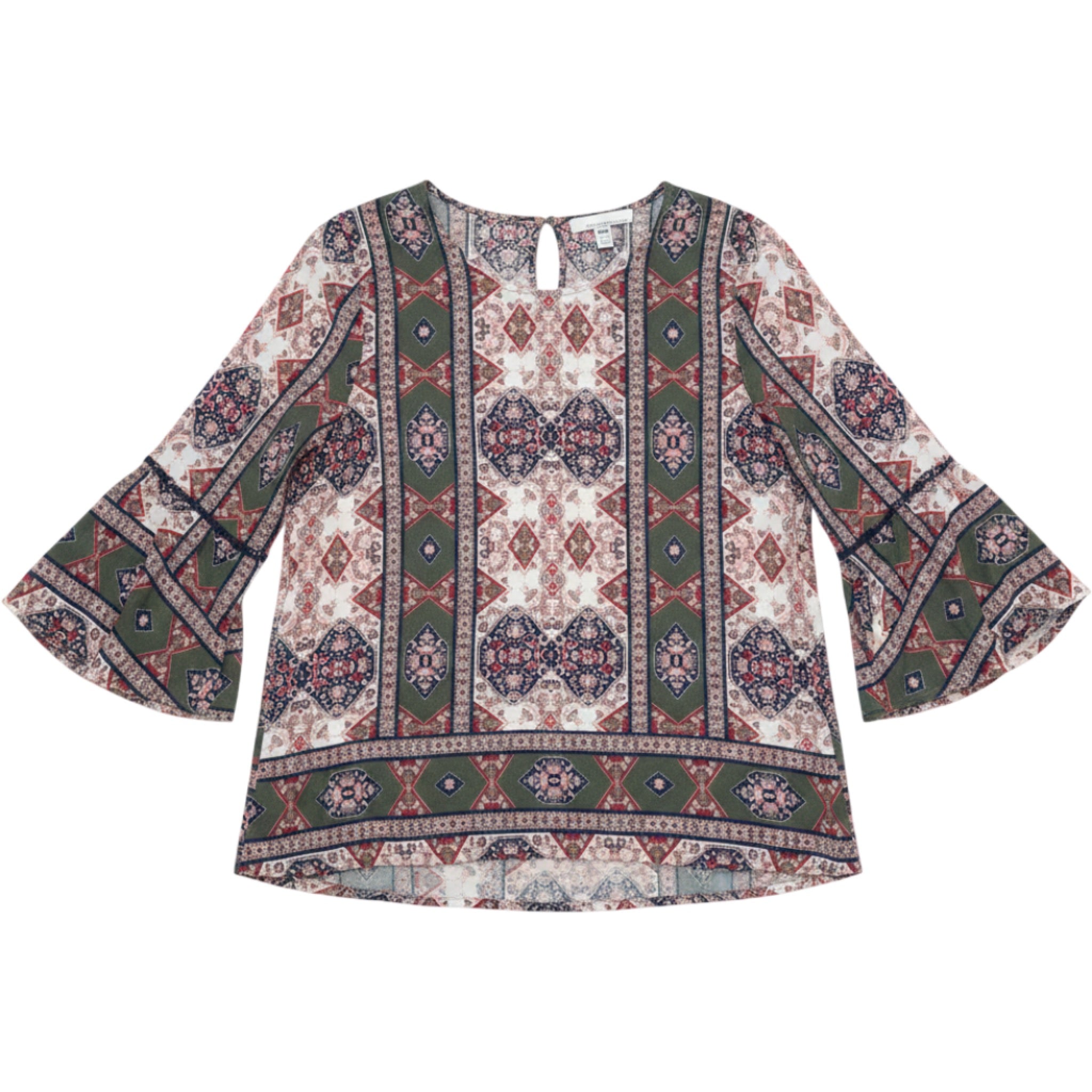 Fourteenth Place Boho Medallion Print Blouse Women's Medium Top Shirt Hippie
