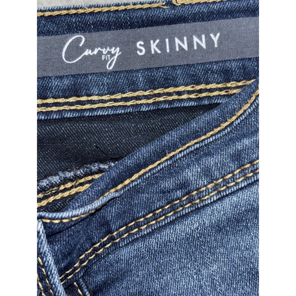 Curve Appeal Womens 10/30 Dark Blue Curvy Fit Skinny Jeans Casual