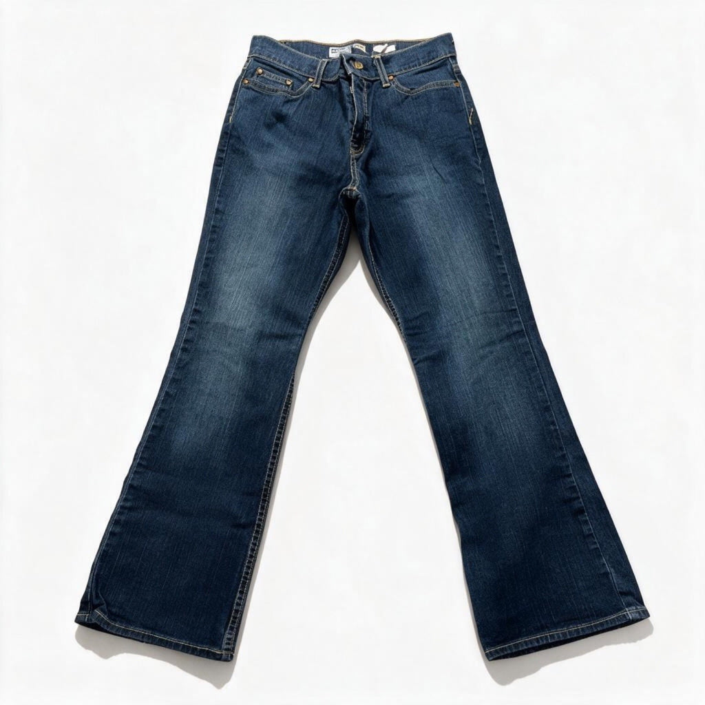 Old Navy Womens 8 Short Dark Blue Boot Cut Jeans Just Below Waist Casual