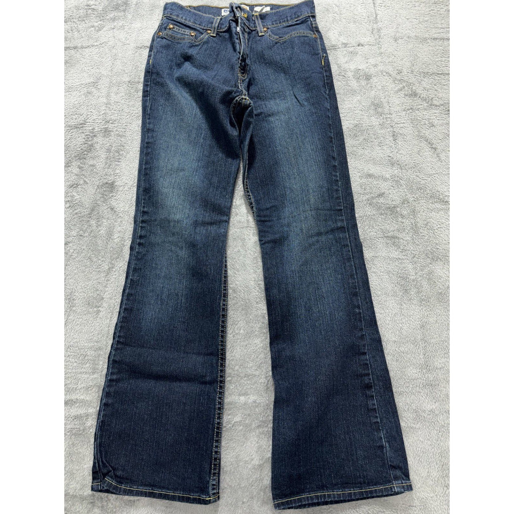 Old Navy Womens 8 Short Dark Blue Boot Cut Jeans Just Below Waist Casual