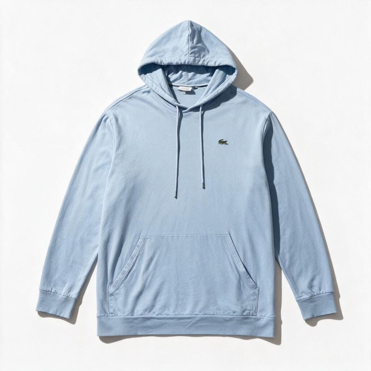 Lacoste Mens 4XLT Light Blue Hooded Long Sleeve Top Casual Lightweight