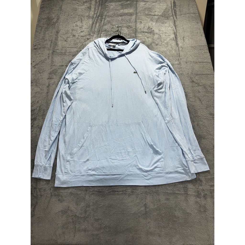 Lacoste Mens 4XLT Light Blue Hooded Long Sleeve Top Casual Lightweight