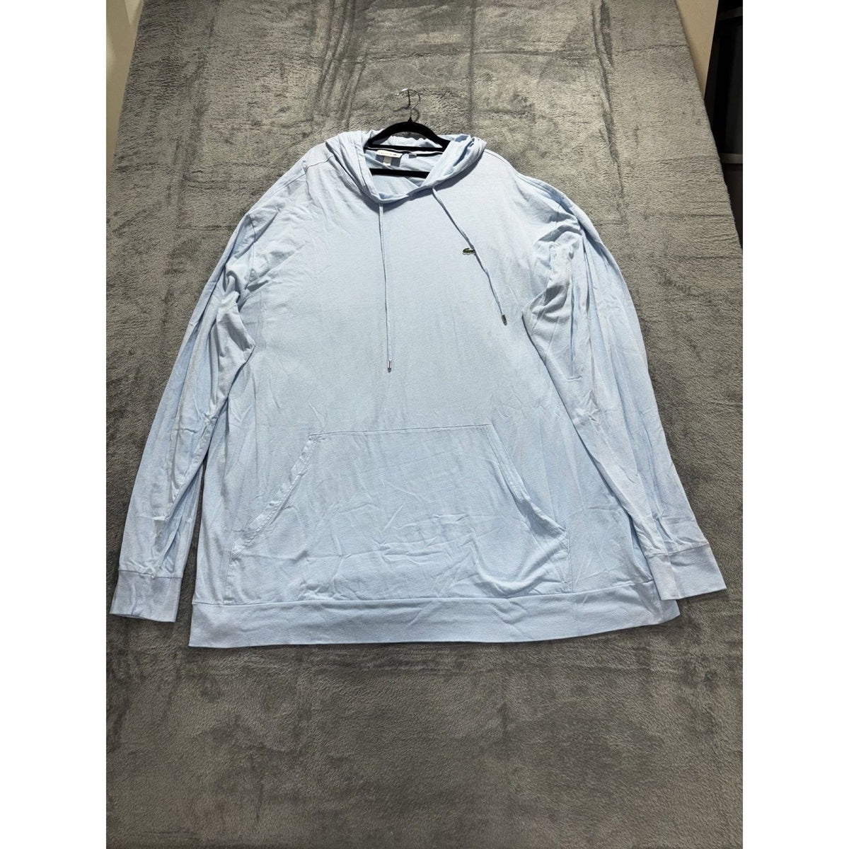 Lacoste Mens 4XLT Light Blue Hooded Long Sleeve Top Casual Lightweight