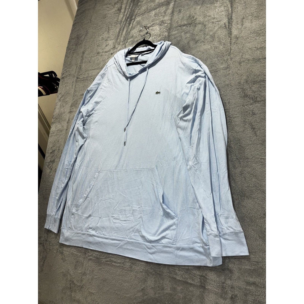 Lacoste Mens 4XLT Light Blue Hooded Long Sleeve Top Casual Lightweight