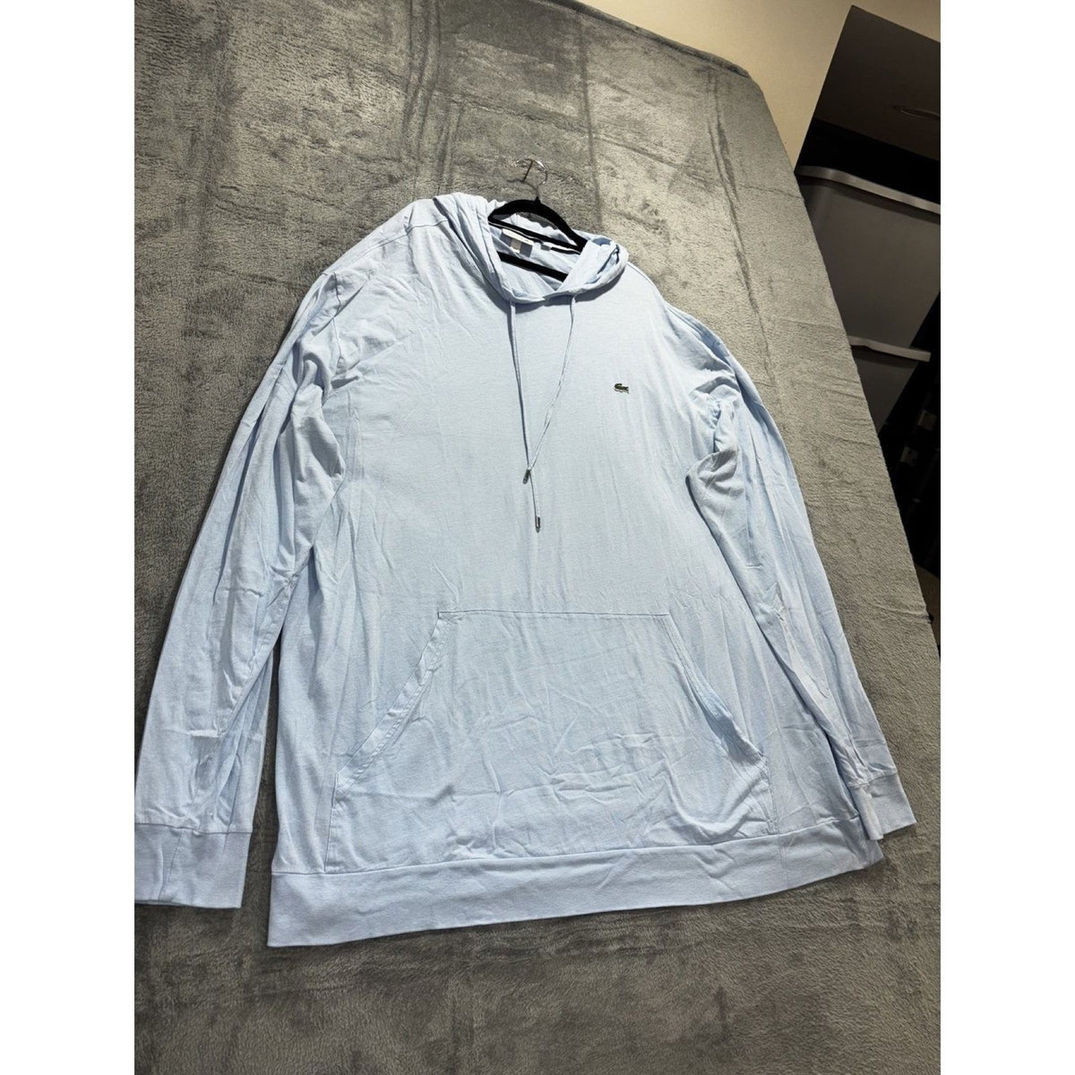 Lacoste Mens 4XLT Light Blue Hooded Long Sleeve Top Casual Lightweight