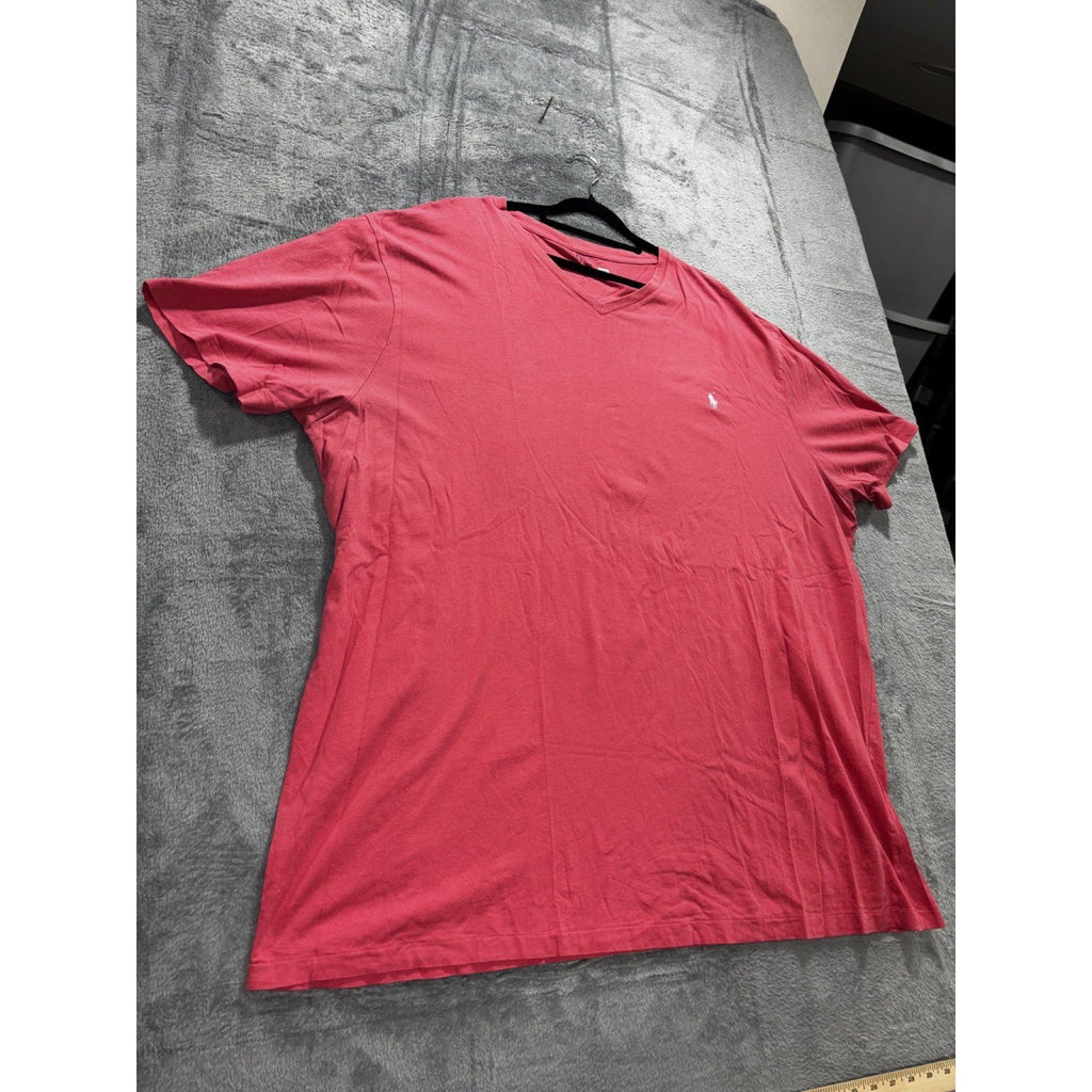 Polo Ralph Lauren Mens 4XLT Red V-Neck Tee Casual Preppy