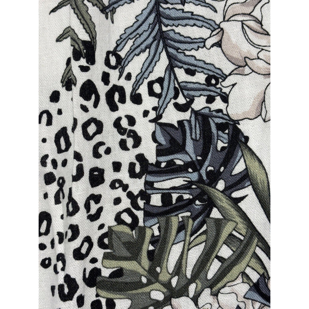 Tahari Womens M White Green Tropical Print Sleeveless Shift Dress Boho Coastal