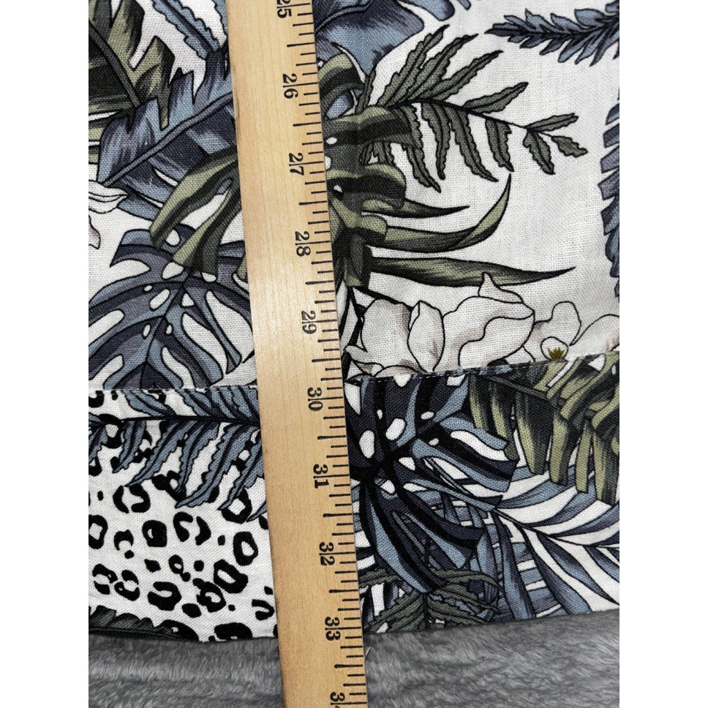 Tahari Womens M White Green Tropical Print Sleeveless Shift Dress Boho Coastal