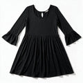 Soft & Sexy Womens L Black Bell Sleeve Babydoll Dress Casual Boho