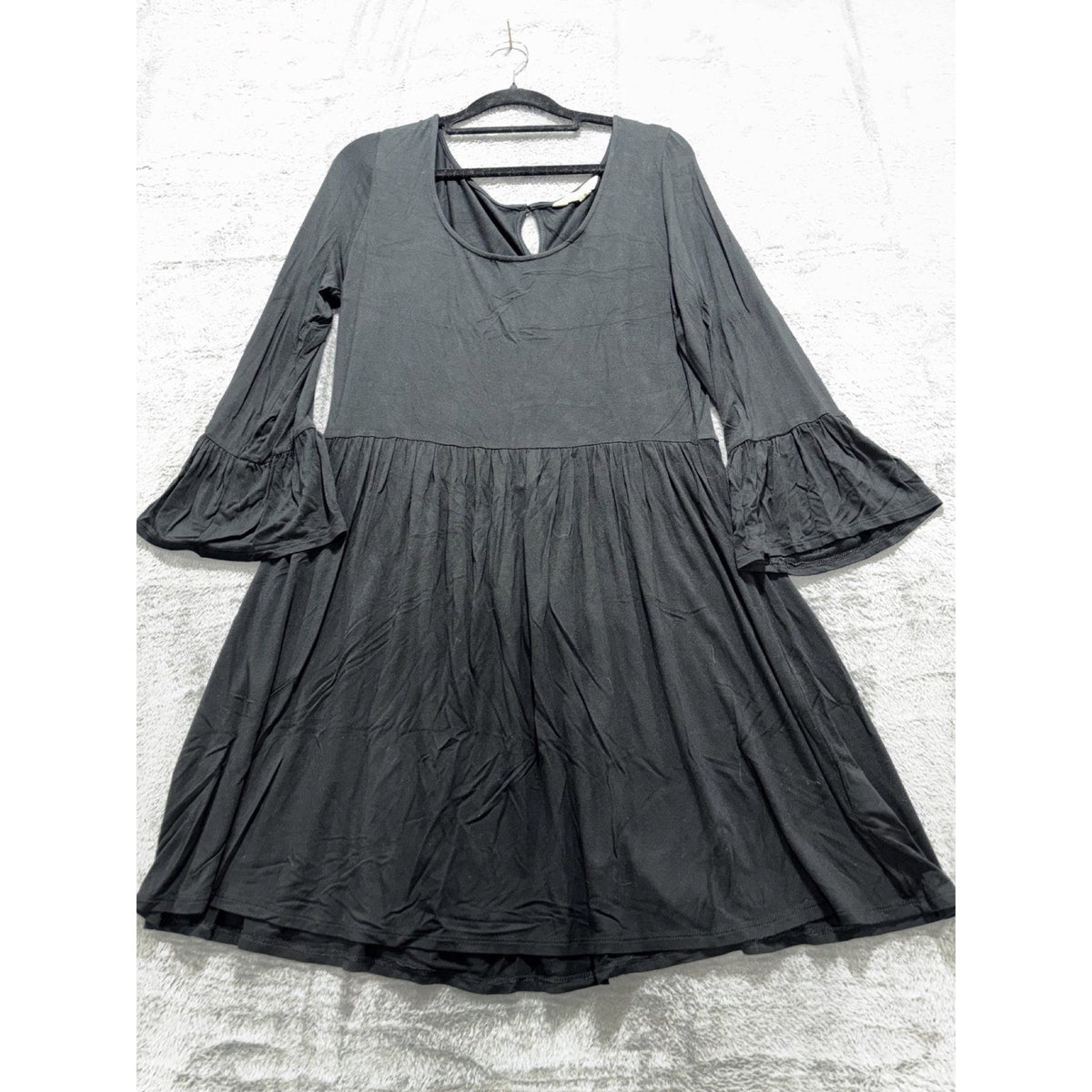 Soft & Sexy Womens L Black Bell Sleeve Babydoll Dress Casual Boho