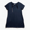 Calvin Klein Womens XL Navy Blue Tie Neck T-Shirt Dress Casual Minimalist