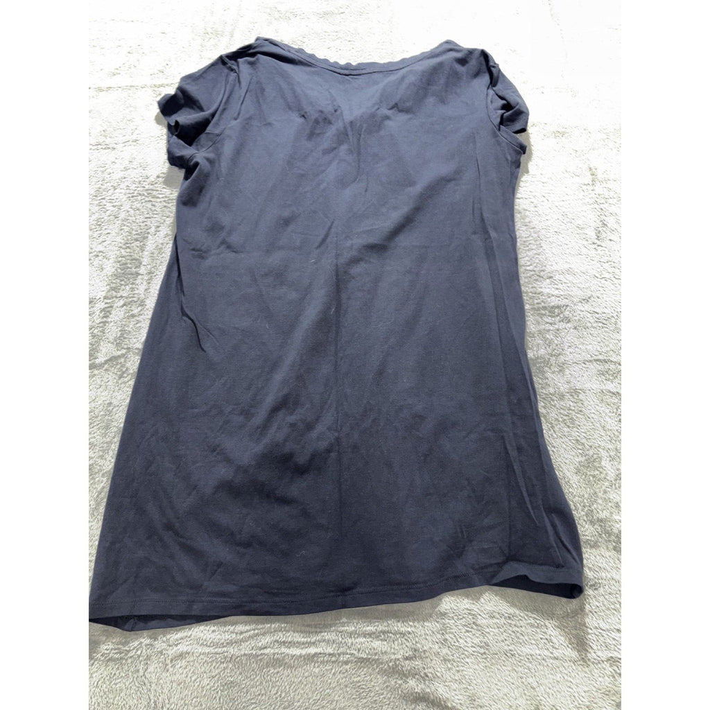 Calvin Klein Womens XL Navy Blue Tie Neck T-Shirt Dress Casual Minimalist