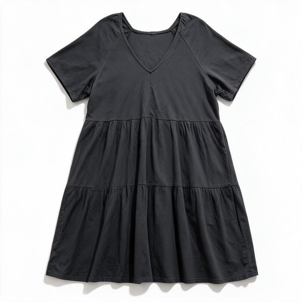 Old Navy Womens L Charcoal Gray Tiered Babydoll Dress Casual Boho