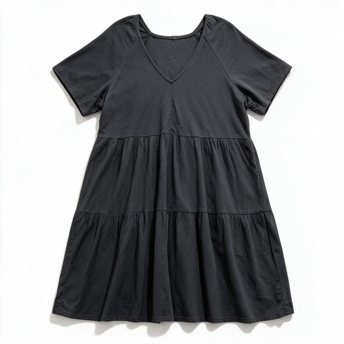 Old Navy Womens L Charcoal Gray Tiered Babydoll Dress Casual Boho