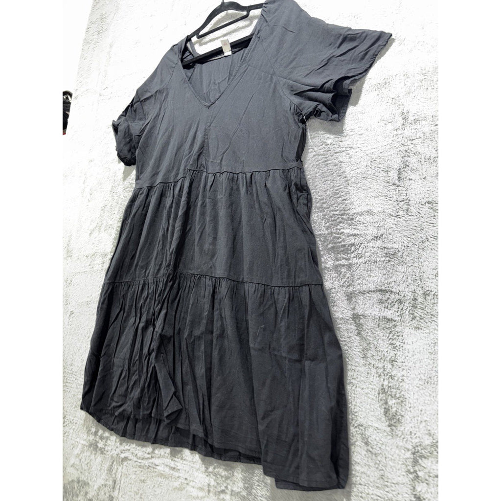 Old Navy Womens L Charcoal Gray Tiered Babydoll Dress Casual Boho