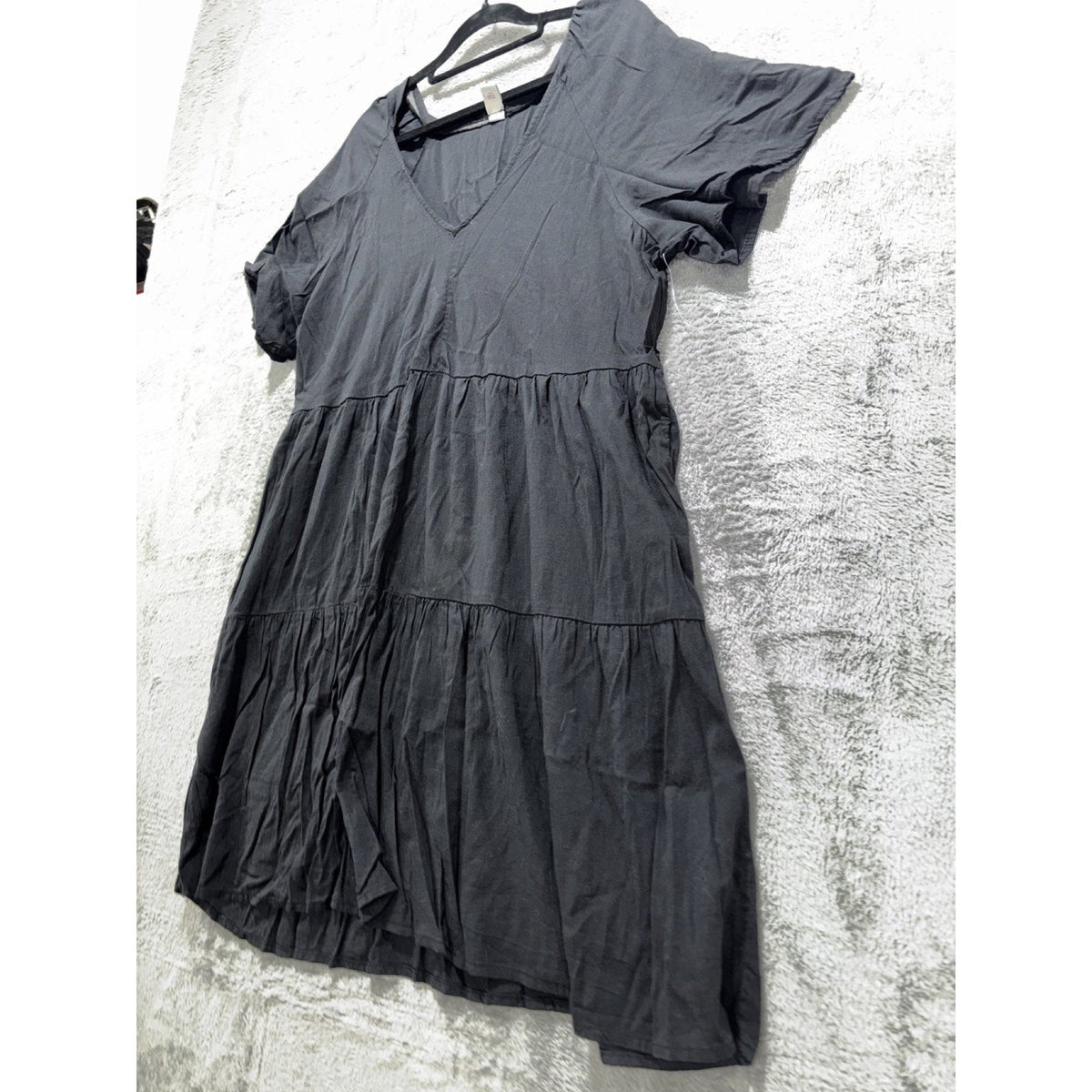 Old Navy Womens L Charcoal Gray Tiered Babydoll Dress Casual Boho