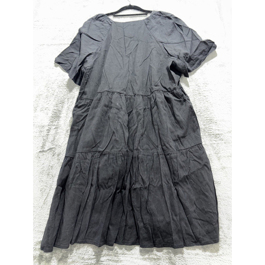 Old Navy Womens L Charcoal Gray Tiered Babydoll Dress Casual Boho