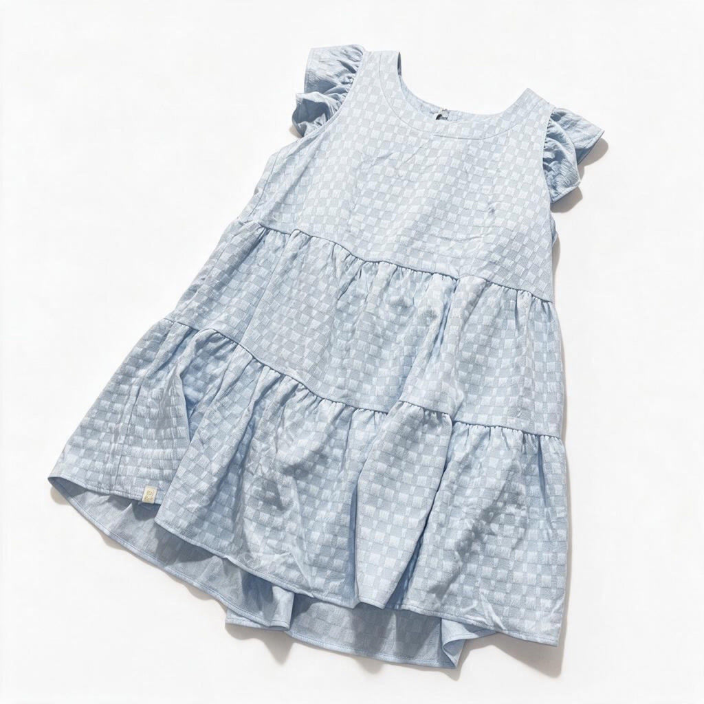 Simply Southern Womens S Light Blue Tiered Ruffle Sleeve Dress Casual Preppy