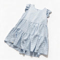 Simply Southern Womens S Light Blue Tiered Ruffle Sleeve Dress Casual Preppy