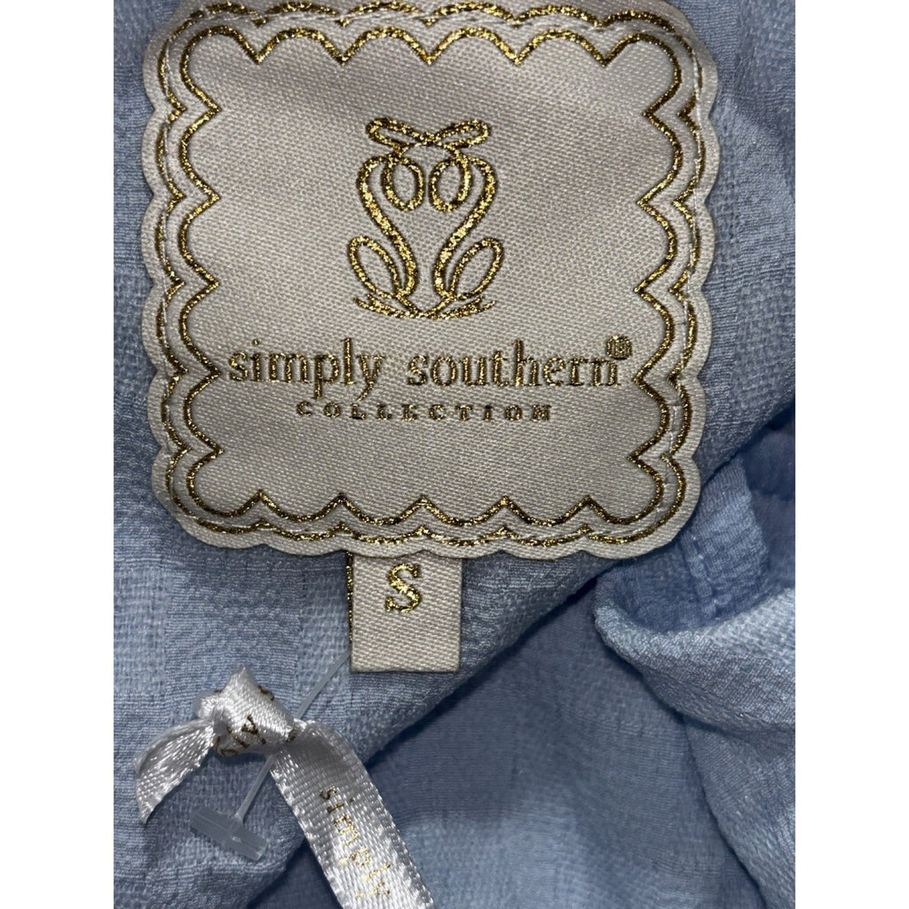 Simply Southern Womens S Light Blue Tiered Ruffle Sleeve Dress Casual Preppy