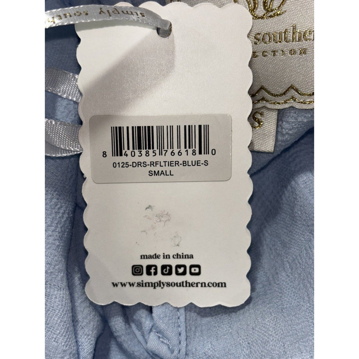 Simply Southern Womens S Light Blue Tiered Ruffle Sleeve Dress Casual Preppy