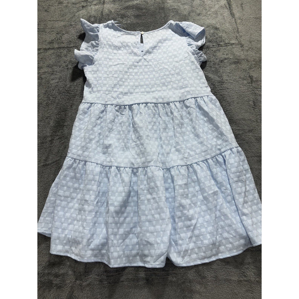 Simply Southern Womens S Light Blue Tiered Ruffle Sleeve Dress Casual Preppy