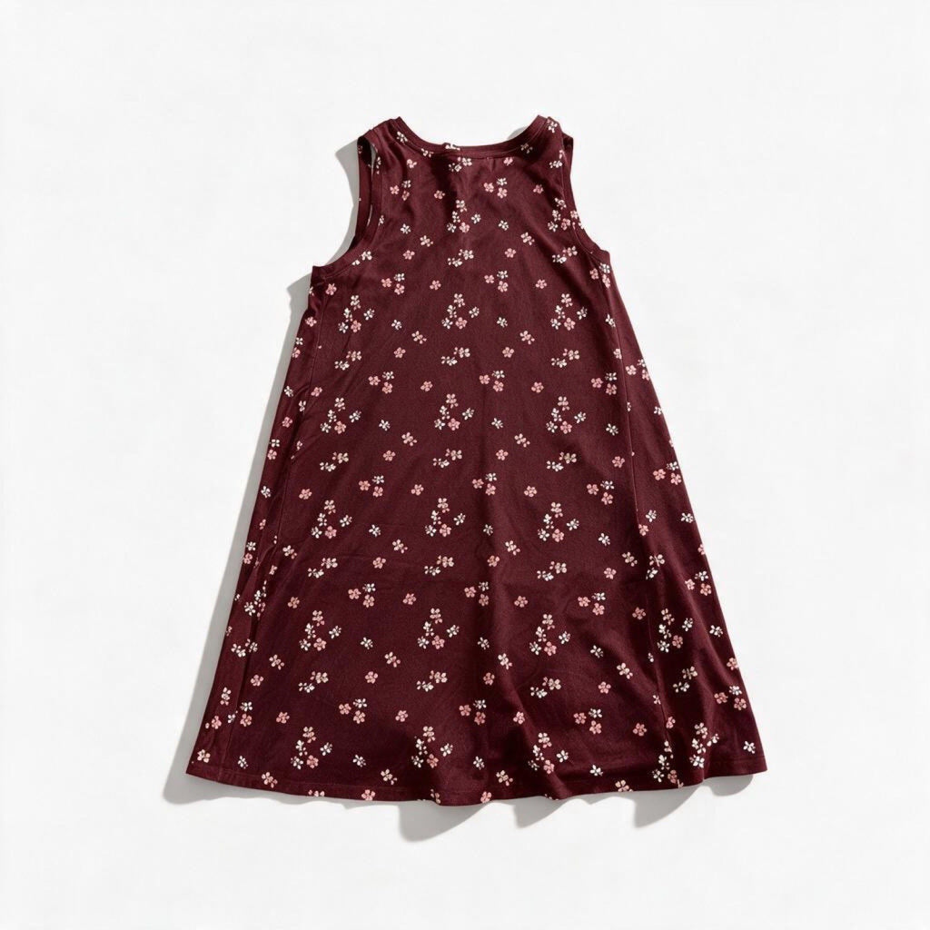 LOFT Womens L Petite Burgundy Floral Sleeveless Dress Casual