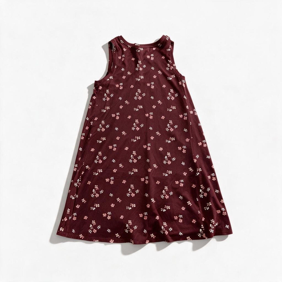 LOFT Womens L Petite Burgundy Floral Sleeveless Dress Casual