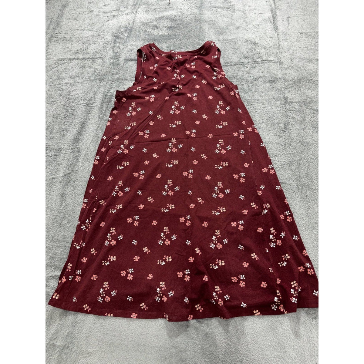 LOFT Womens L Petite Burgundy Floral Sleeveless Dress Casual