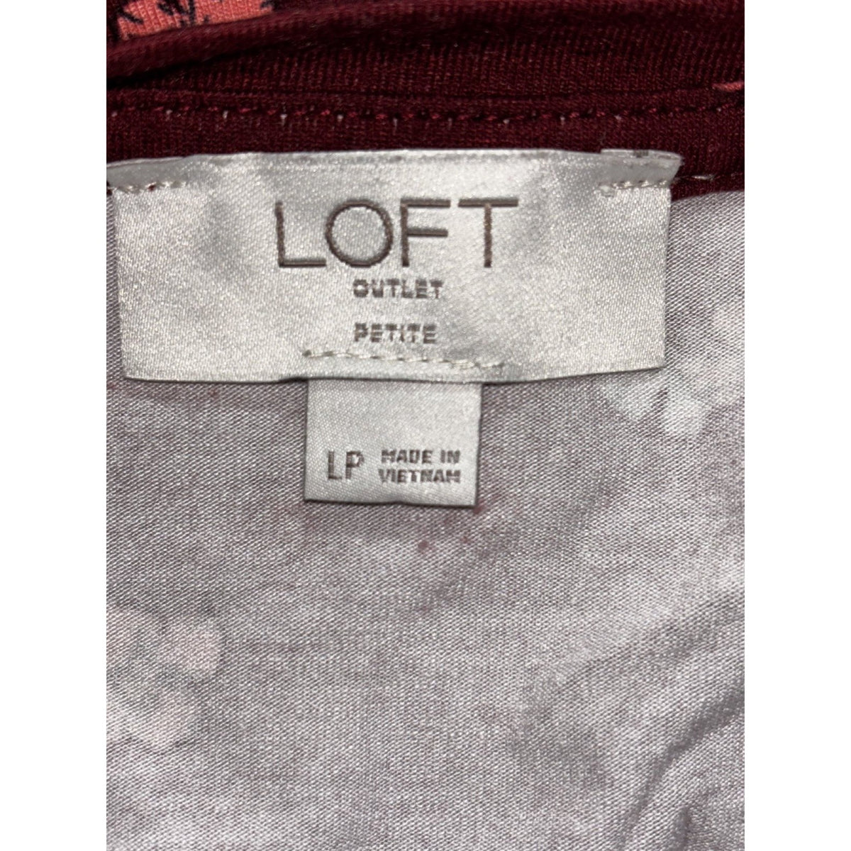 LOFT Womens L Petite Burgundy Floral Sleeveless Dress Casual