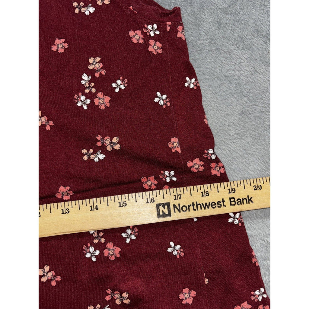 LOFT Womens L Petite Burgundy Floral Sleeveless Dress Casual