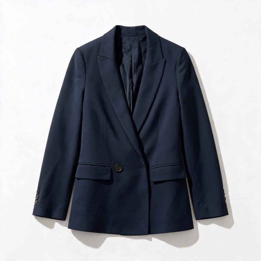 Zara Womens XS Navy Blue Double Breasted Blazer NWT Casual Preppy