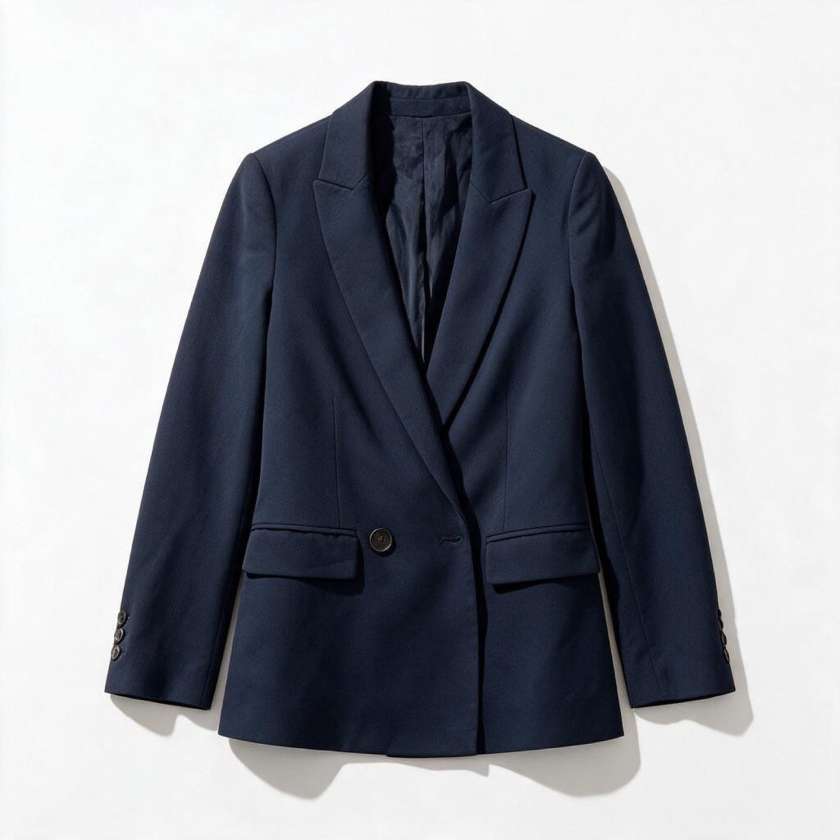 Zara Womens XS Navy Blue Double Breasted Blazer NWT Casual Preppy