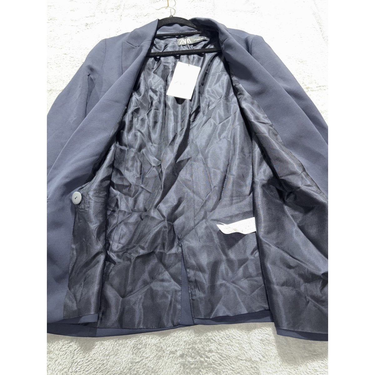 Zara Womens XS Navy Blue Double Breasted Blazer NWT Casual Preppy